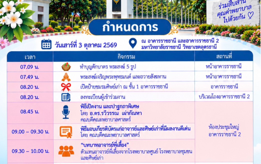 ขอเชิญร่วมงานวันคล้ายวันสถาปนา คณะพยาบาลศาสตร์ ครบรอบ 27 ปี